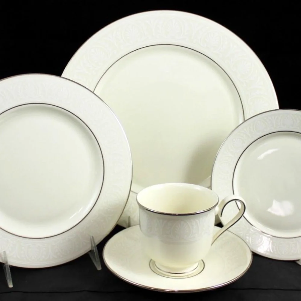 Lenox COURTYARD PLATINUM 4, 5 Piece Place Settings + Two Bowls - No Box